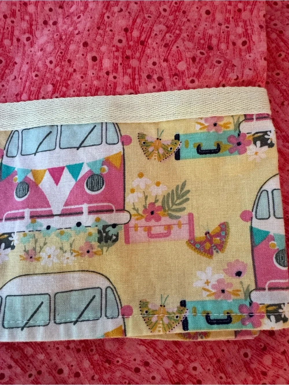 📌Pink Floral Travel Camper Pillowcase with Accent Trim